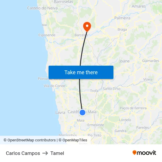 Carlos Campos to Tamel map
