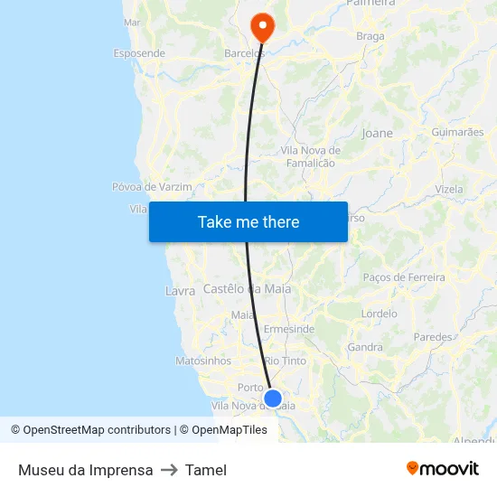 Museu da Imprensa to Tamel map
