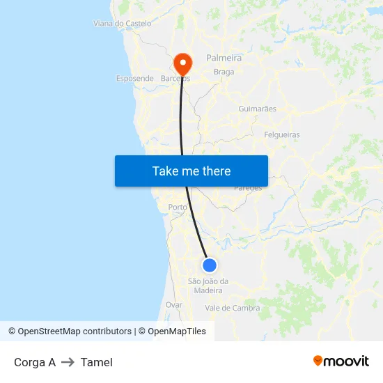 Corga A to Tamel map