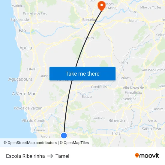 Escola Ribeirinha to Tamel map
