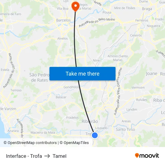 Interface - Trofa to Tamel map