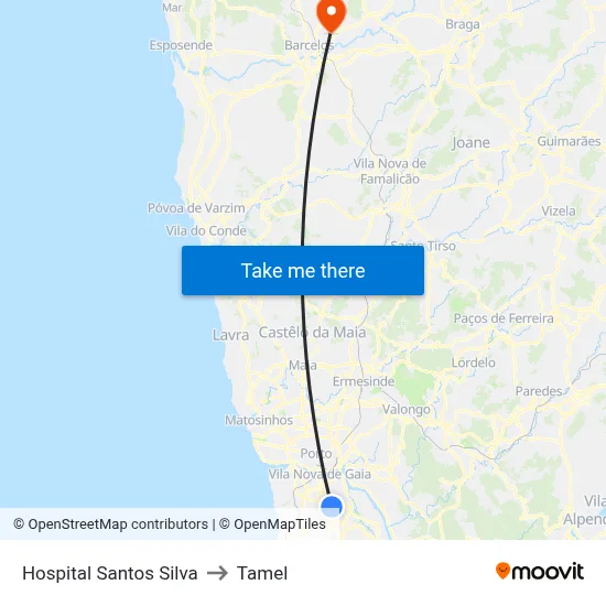 Hospital Santos Silva to Tamel map