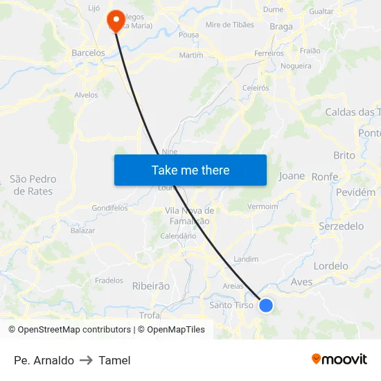 Pe. Arnaldo to Tamel map