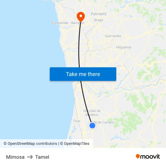 Mimosa to Tamel map