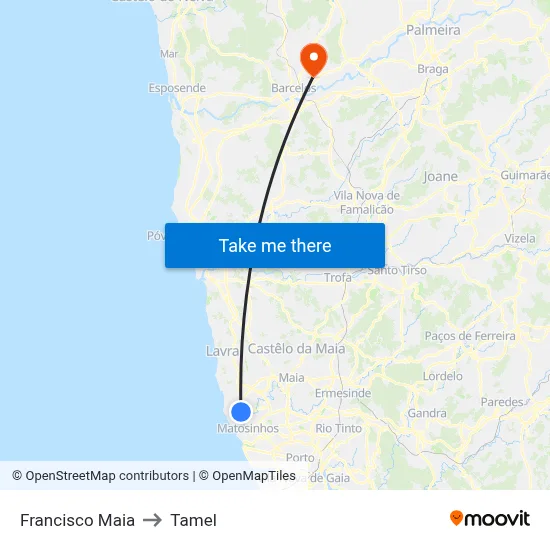Francisco Maia to Tamel map