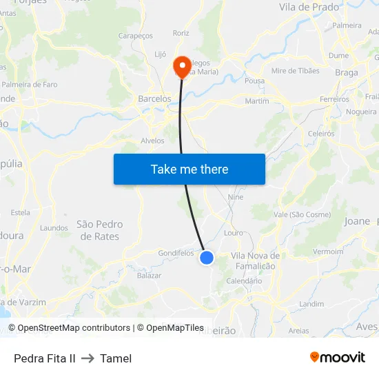 Pedra Fita II to Tamel map