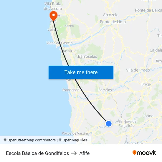 Escola Básica de Gondifelos to Afife map
