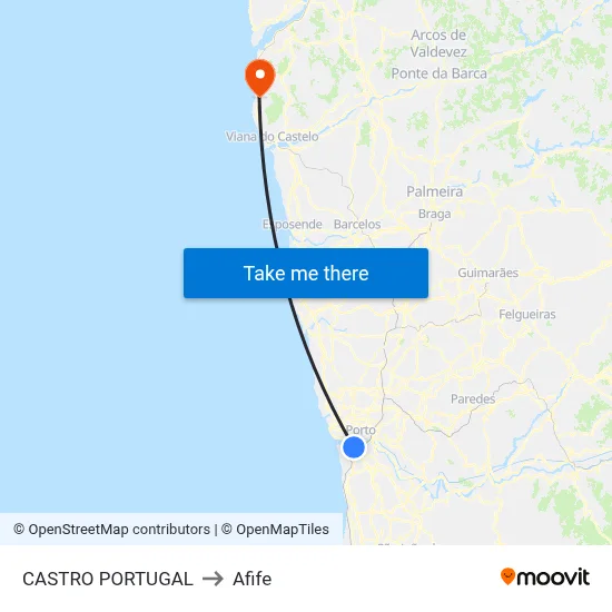 CASTRO PORTUGAL to Afife map
