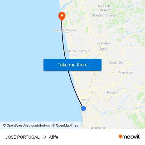JOSÉ PORTUGAL to Afife map