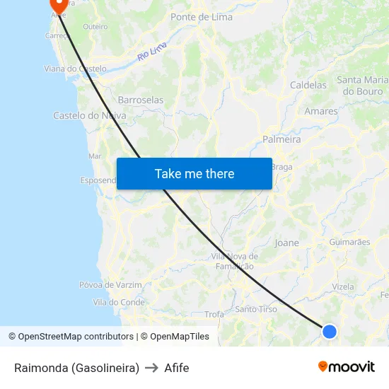 Raimonda (Gasolineira) to Afife map
