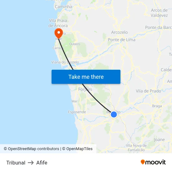 Tribunal to Afife map