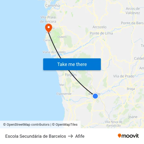 Escola Secundária de Barcelos to Afife map