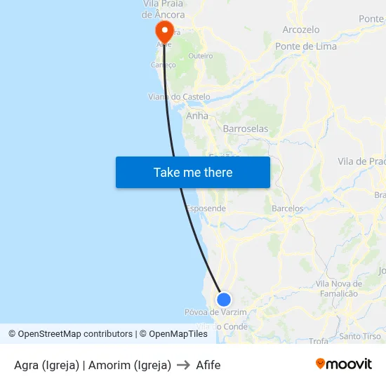 Agra (Igreja) | Amorim (Igreja) to Afife map
