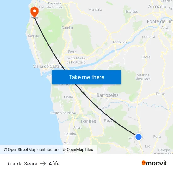 Rua da Seara to Afife map