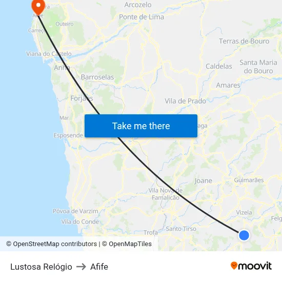 Lustosa Relógio to Afife map