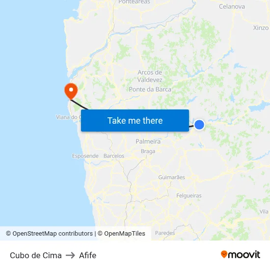Cubo de Cima to Afife map