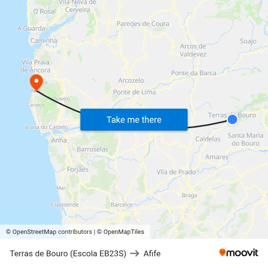 Terras de Bouro (Escola EB23S) to Afife map