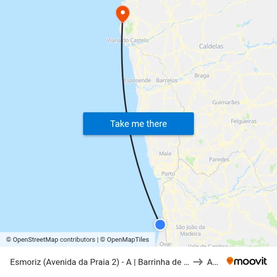 Esmoriz (Avenida da Praia 2) - A | Barrinha de Esmoriz to Afife map