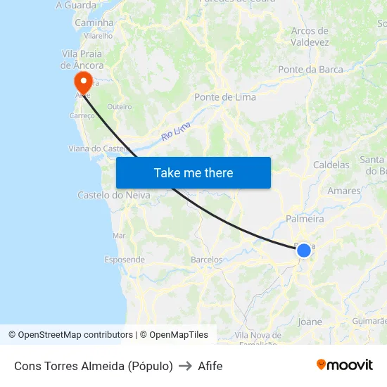 Cons Torres Almeida (Pópulo) to Afife map