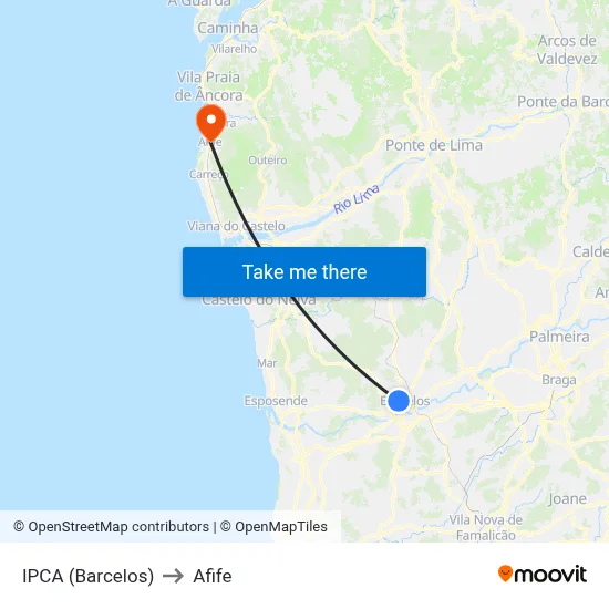 IPCA (Barcelos) to Afife map