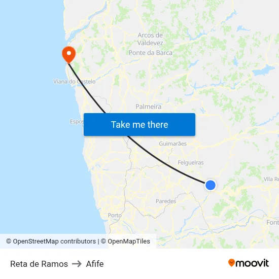 Reta de Ramos to Afife map