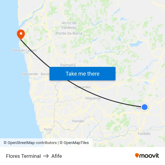 Flores Terminal to Afife map