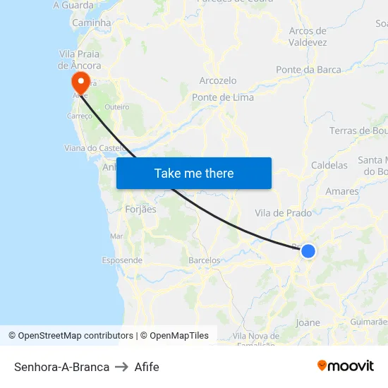 Senhora-A-Branca to Afife map