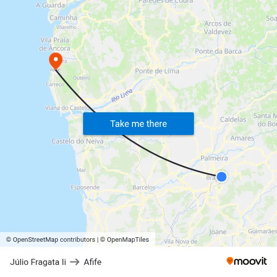 Júlio Fragata Ii to Afife map