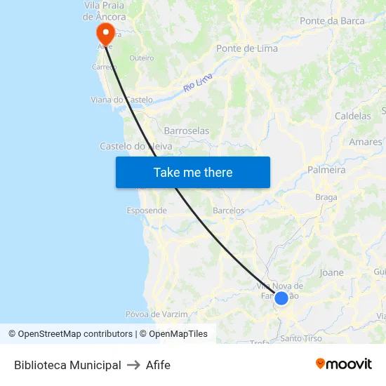 Biblioteca Municipal to Afife map