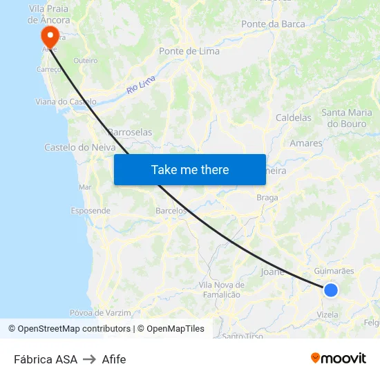 Fábrica ASA to Afife map