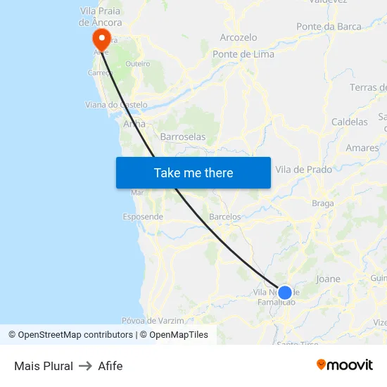 Mais Plural to Afife map