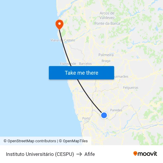 Instituto Universitário (CESPU) to Afife map