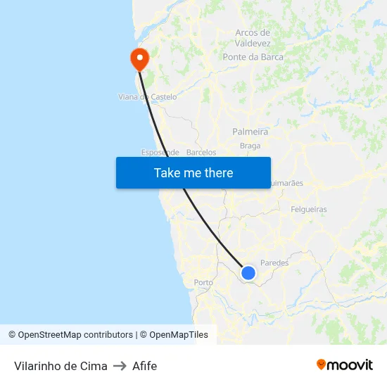 Vilarinho de Cima to Afife map