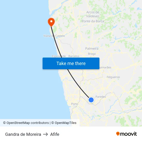 Gandra de Moreira to Afife map