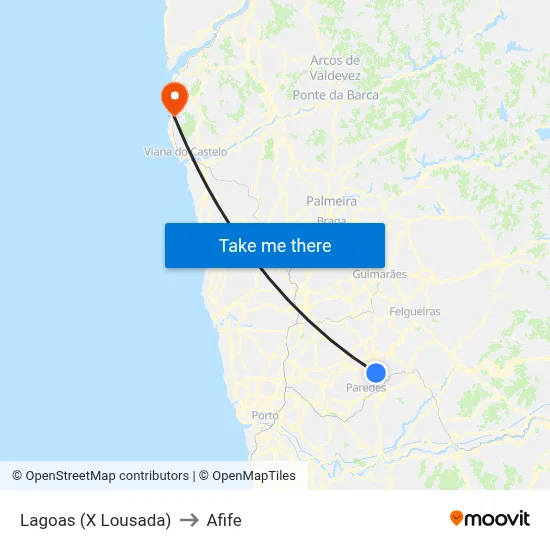 Lagoas (X Lousada) to Afife map