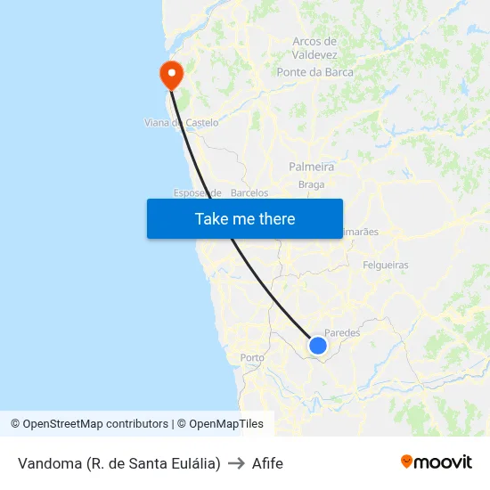 Vandoma (R. de Santa Eulália) to Afife map