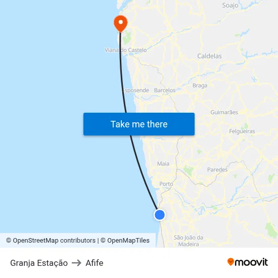 Granja Estação to Afife map