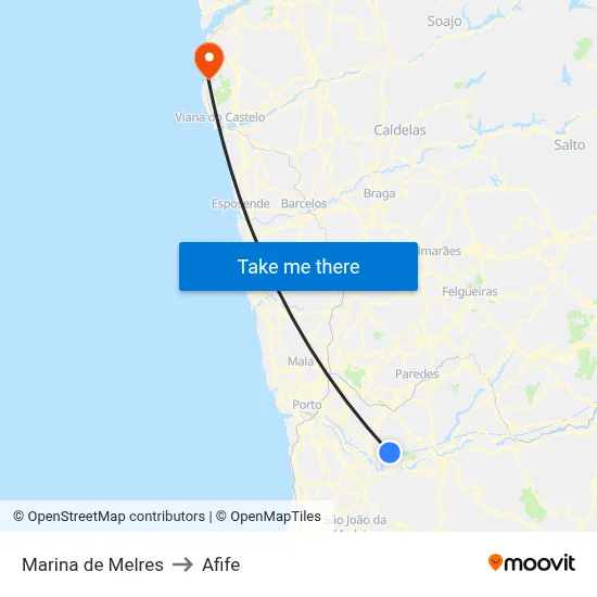 Marina de Melres to Afife map