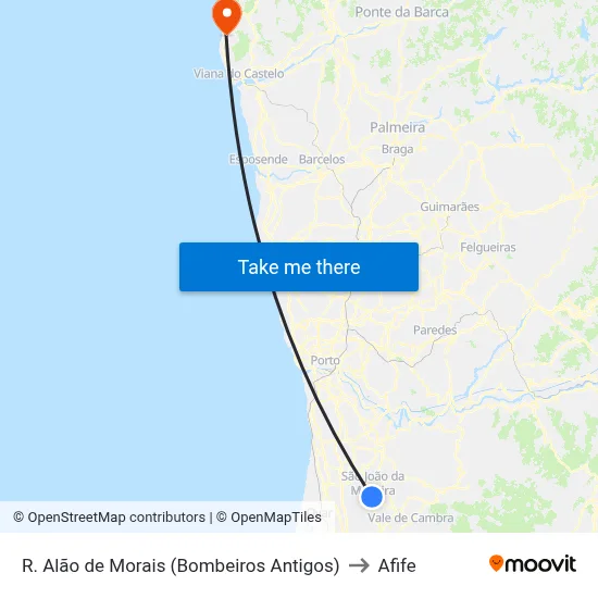 R. Alão de Morais (Bombeiros Antigos) to Afife map