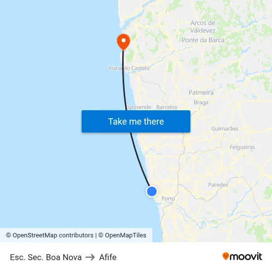 Esc. Sec. Boa Nova to Afife map