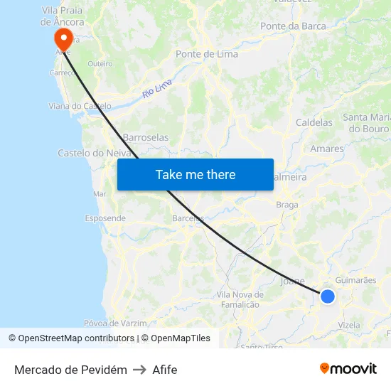 Mercado de Pevidém to Afife map