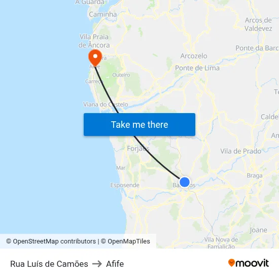 Rua Luís de Camões to Afife map