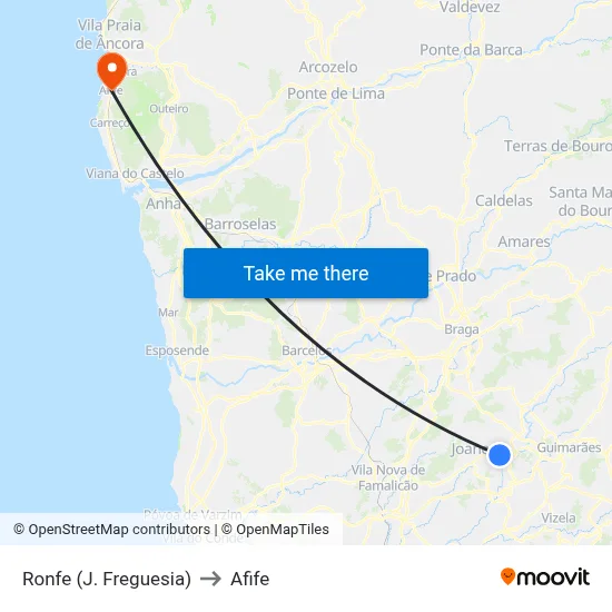 Ronfe (J. Freguesia) to Afife map