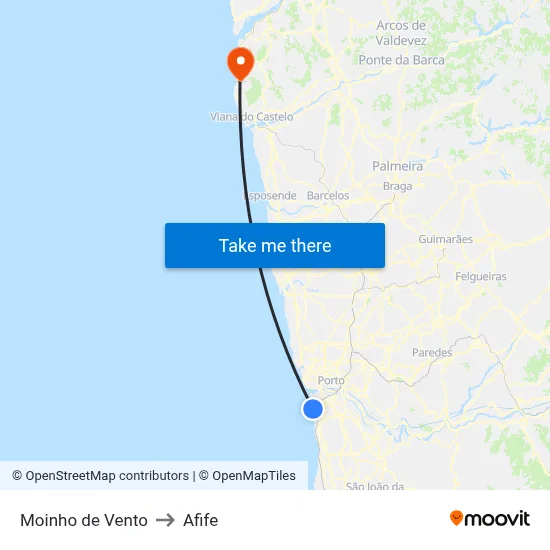 Moinho de Vento to Afife map