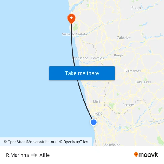 R.Marinha to Afife map