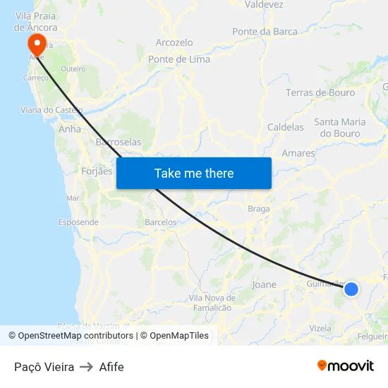 Paçô Vieira to Afife map