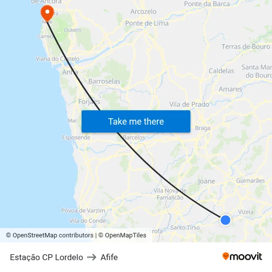 Estação CP Lordelo to Afife map