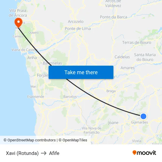 Xavi (Rotunda) to Afife map