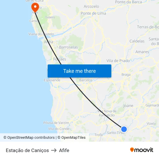 Estação de Caniços to Afife map