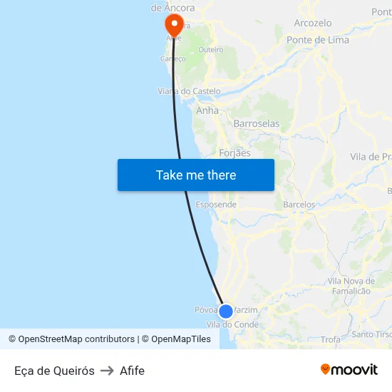Eça de Queirós to Afife map